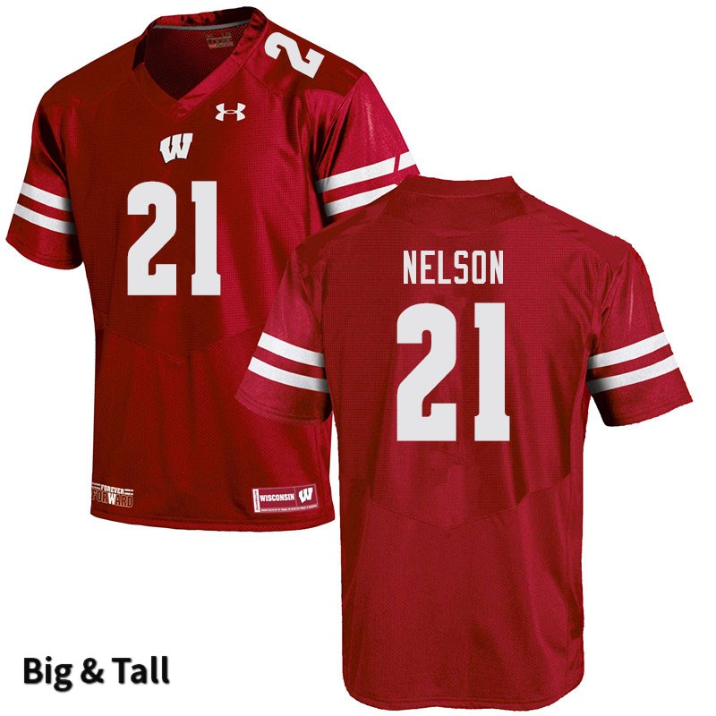 Wisconsin Badgers Men's #21 Cooper Nelson NCAA Under Armour Authentic Red Big & Tall College Stitched Football Jersey AS40N75GE